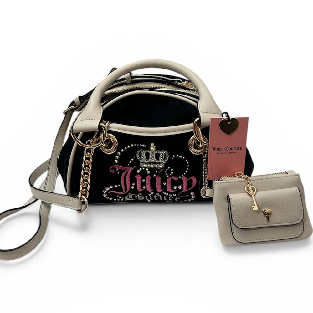 Juicy Couture Dreamy Juicy Satchel Liquorice Crystal Crown Y2K Exclusive New